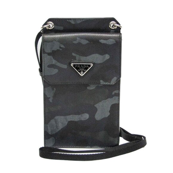 PRADA Black Leather Saffiano Shoulder Bag